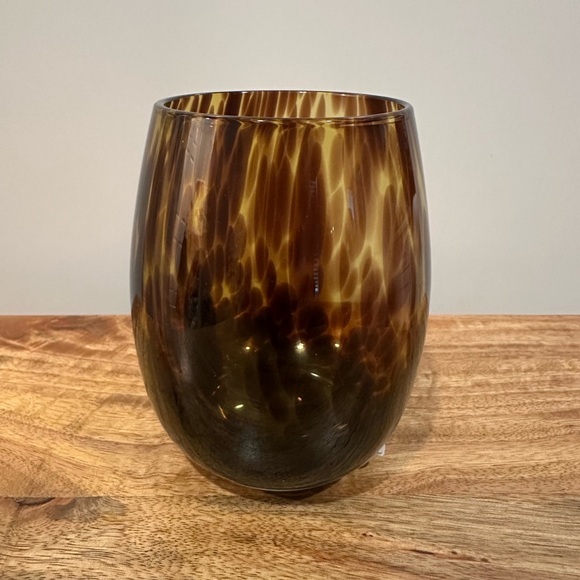 NEW 2 Stemless Wine Glass Tortoise Shells Leopard Print  Unique Antique Vibes - Picture 5 of 5